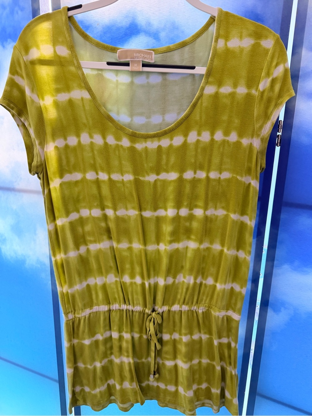 Michael Kors Lime Green Tie-Dye Drawstring Waist Tunic